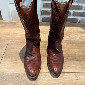Dan Post Mens Ringold Antique Tan Lizard Cowboy Boots